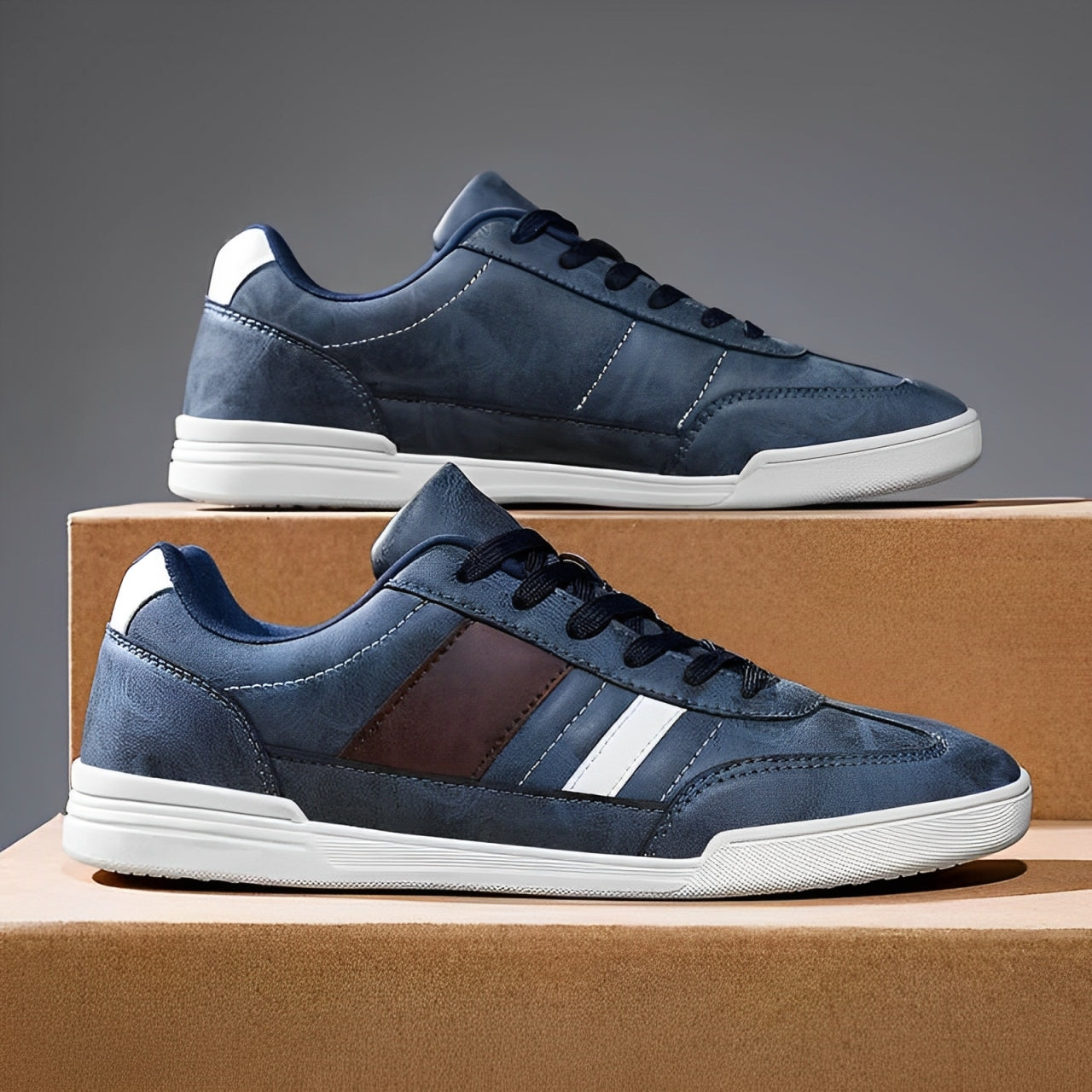Zapatillas Casuales de Hombre con Punta Ancha y Suela Plana de Goma TPR