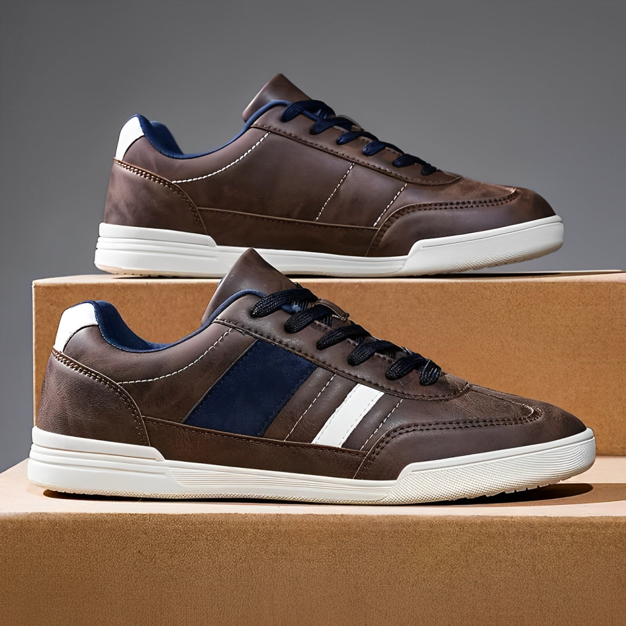 Zapatillas Casuales de Hombre con Punta Ancha y Suela Plana de Goma TPR