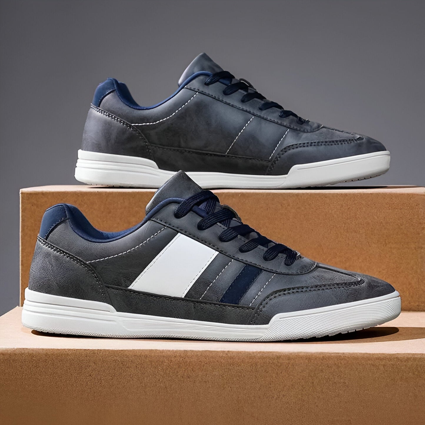 Zapatillas Casuales de Hombre con Punta Ancha y Suela Plana de Goma TPR